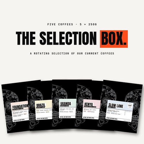 Back Yard Coffee Selection Box, five 250g coffees