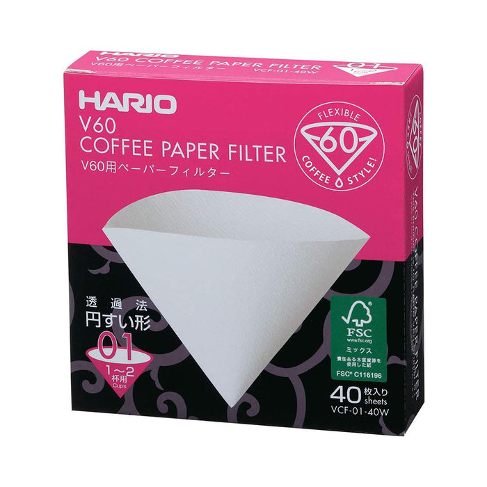 V60 Paper Filter 01 Dripper 40 or 100 Sheets - Unbleached